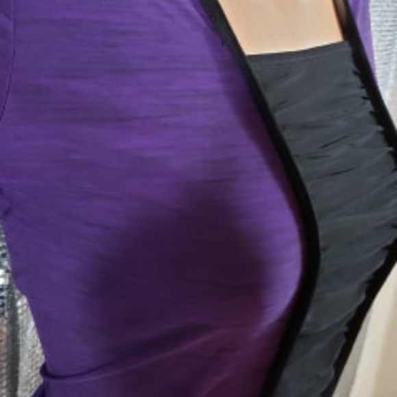 Purple w/ Ribbed Black Front Panel Stretch Fabric - Picture 2 of 3